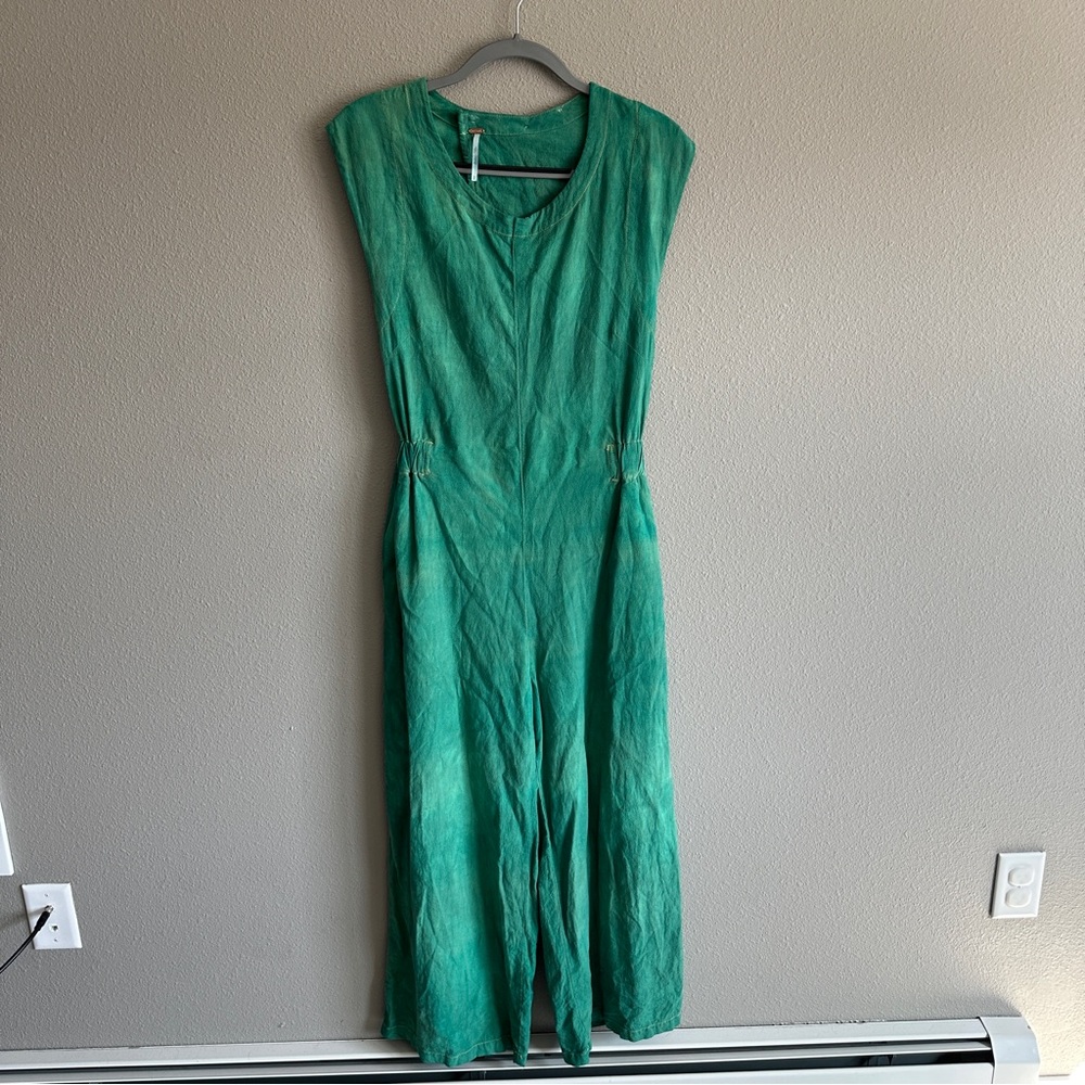 Free People Teal Sleeveless Jumpsuit